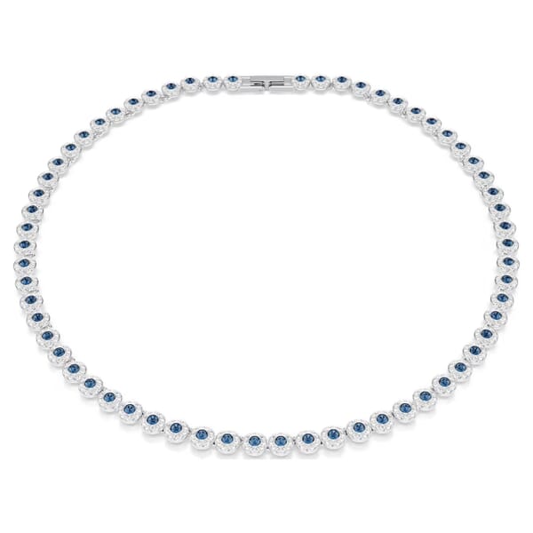 Swarovski collier Una Angelic Tennis necklace Round cut, Blue, Rhodium plated - 5733402